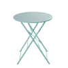 Table de jardin ronde pliante en métal bleu turquoise D58